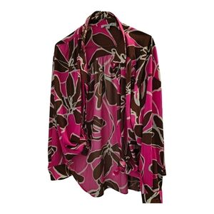 Rose & Olive Pink and Brown Floral Blouse